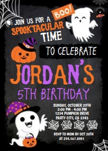 Halloween Invitation (Ghost+Pumpkin Black) - www.printerfairy.com: Halloween Invitation (Ghost+Pumpkin Black) - www.printerfairy.com