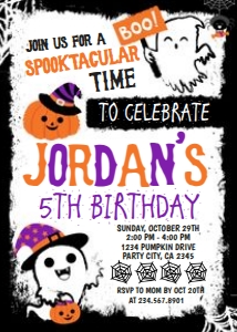 Halloween Invitation (Ghost+Pumpkin White) - www.printerfairy.com design preview