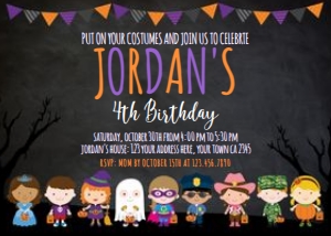 Halloween Kids Invitation (black background) - www.printerfairy.com: Halloween Kids Invitation (black background) - www.printerfairy.com