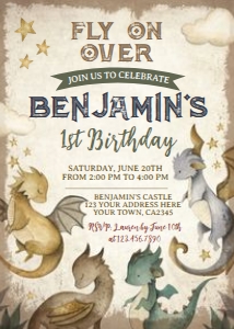 Dragon Birthday Invitation - www.printerfairy.com design preview
