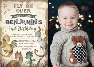Dragon Birthday Invitation with photo - www.printerfairy.com design preview