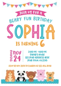 Teddy Bears Invitation - www.printerfairy.com design preview