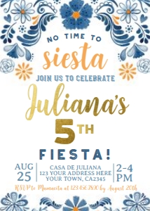 Fiesta_Blue Birthday Invitation - www.printerfairy.com: Fiesta_Blue Birthday Invitation - www.printerfairy.com