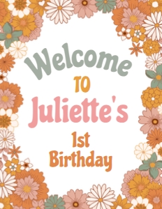 Groovy One First Welcome Sign (PFGO1) - www.printerfairy.com design preview