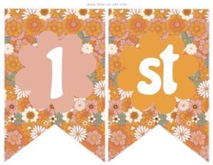 Groovy One First Banner Age (PFGO1) - www.printerfairy.com: Groovy One Banner Happy Birthday (PFGO1) - www.printerfairy.com
