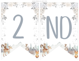 Winter Wonderland Animals_Banner Age (white silver) - www.printerfairy.com: Winter Wonderland Animals_Banner Happy Birthday (white silver) - www.printerfairy.com
