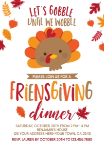 Little Turkey - Friendsgiving Invitation (White) - www.printerfairy.com design preview