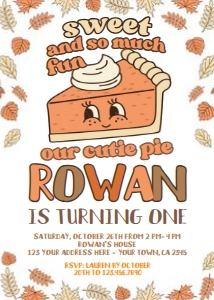 Pumpkin Pie - Birthday Invitation - www.printerfairy.com design preview