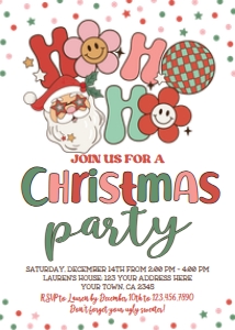 Christmas HoHoHo Christmas Party Invitation (white) - www.printerfairy.com design preview
