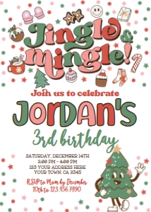 Christmas Jingle Mingle Birthday Invitation (white) - www.printerfairy.com design preview
