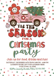 Christmas Tis the Season Christmas Party Invitation (white) - www.printerfairy.com design preview