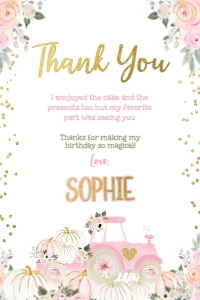 Pumpkin Truck Thank You Cards (Pink & Gold) - www.printerfairy.com design preview