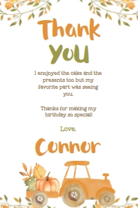 Pumpkin Truck Thank You Cards (Orange & Brown) - www.printerfairy.com design preview