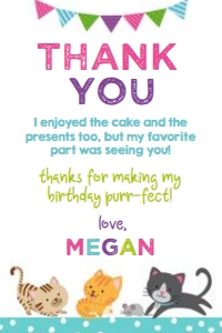 Kitty Cat Thank You Cards (Cartoon) - www.printerfairy.com: Kitty Cat Thank You Cards (Cartoon) - www.printerfairy.com