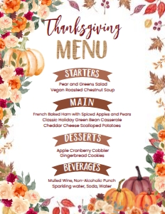 Thanksgiving Menu (Brown) - www.printerfairy.com: Thanksgiving Menu (Brown) - www.printerfairy.com