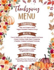 Thanksgiving Menu (Brown) - www.printerfairy.com design preview