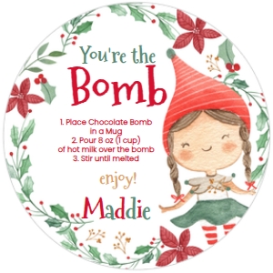 Christmas Elf Birthday Cocoa Bomb - www.printerfairy.com design preview