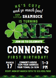 St Patrtick's Day_ONE Invitation (Black) - www.printerfairy.com: St Patrtick's Day_ONE Invitation (Black) - www.printerfairy.com
