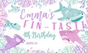 Cute Sharks Box Label (Pink Teal Purple) - www.printerfairy.com design preview