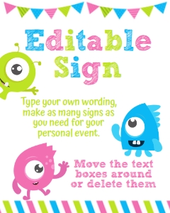 Little Monster Girl Welcome Sign - www.printerfairy.com design preview