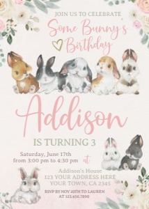 Bunnies Invitation (Pastels Watercolor) - www.printerfairy.com design preview