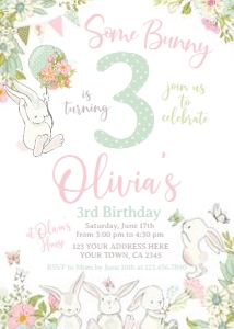 Bunnies Spring Invitation (White) - www.printerfairy.com: Bunnies Spring Invitation (White) - www.printerfairy.com