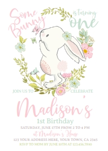 Bunnies Spring Invitation02 (White) - www.printerfairy.com design preview