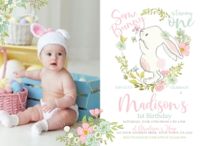 Bunnies Spring Invitation02 with photo (White) - www.printerfairy.com design preview