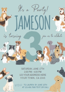 Puppies Birthday Invitation (Grey Blue) - www.printerfairy.com design preview