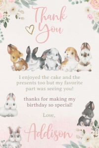 Bunnies Thank You Card (Pastels Watercolor) - www.printerfairy.com design preview