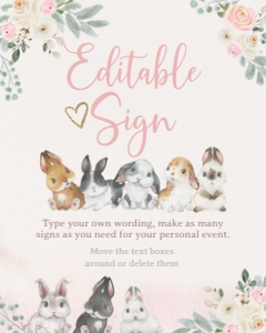 Bunnies Editable Sign 16x20 (Pastels Watercolor) - www.printerfairy.com: Bunnies Editable Sign (Pastels Watercolor) - www.printerfairy.com