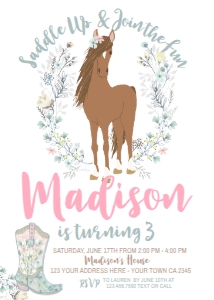 Horse Floral (pink) - www.printerfairy.com design preview