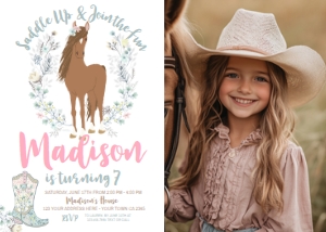 Horse Floral (Brown) with photo - www.printerfairy.com design preview
