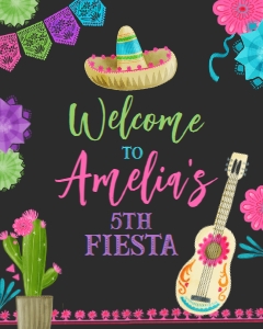 Fiesta Welcome Sign (Pink & black) - www.printerfairy.com design preview