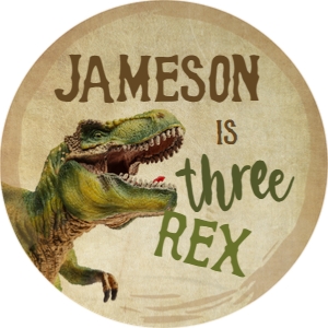 Dinosaur Three Rex Topper (grunge-brown) - www.printerfairy.com design preview