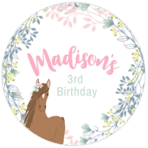 Horse Floral Topper (pink) - www.printerfairy.com design preview