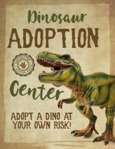 Dinosaur Three Rex Adoption Pack (grunge-brown) - www.printerfairy.com design preview