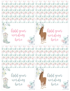 Horse Floral Food Tents  (pink) - www.printerfairy.com design preview