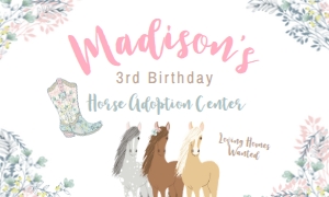 Horse Floral Gable Box Label (pink) - www.printerfairy.com design preview