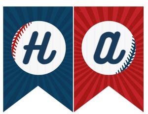 Baseball Happy Birthday Banner (red-blue) - www.printerfairy.com design preview