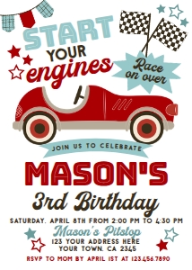 Racing Birthday Invitation (red) - www.printerfairy.com design preview