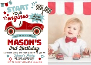 Racing Invitation With Photo (Red) - www.printerfairy.com design preview