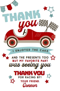 Racing Thank You Card (Red) - www.printerfairy.com design preview