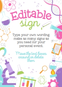 Science Editable Sign 5x7 (pink, purple) - www.printerfairy.com: Science Editable Sign (pink, purple) - www.printerfairy.com