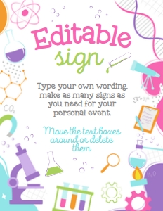 Science Editable Sign 8.5x11 (pink, purple) - www.printerfairy.com: Science Editable Sign (pink, purple) - www.printerfairy.com