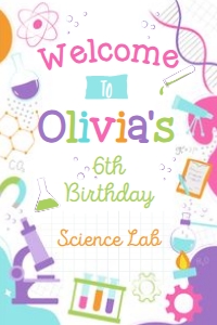 Science Welcome Sign (pink, purple) - www.printerfairy.com design preview