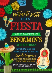 Fiesta_ Birthday Invitation (Red,Yellow,Green Black) - www.printerfairy.com design preview