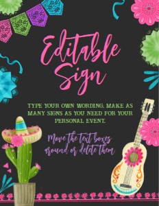 Fiesta Editable Sign (Pink & Black) - www.printerfairy.com design preview