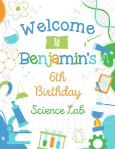 Science Welcome Sign (blue, green) - www.printerfairy.com design preview