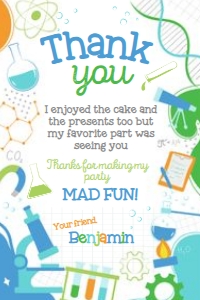 Science Thank you Card (blue, green) - www.printerfairy.com design preview